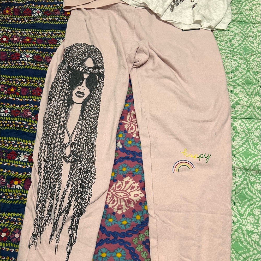 Lauren Moshi Pink Graphic Joggers